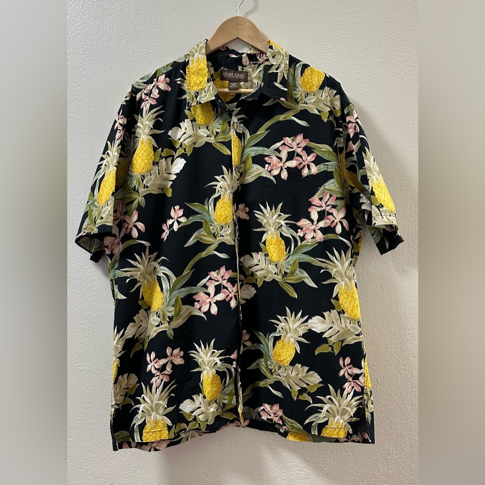 Men’s 2X Cooke Street Hawaiian Shirt Sleeve Button Down Collared Shirt Pineapple
